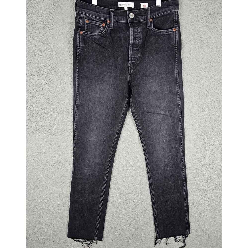 Re/Done Originals Jeans Womens 28 Raw Hem Black 85 Button Fly 189-3WDNL USA‎